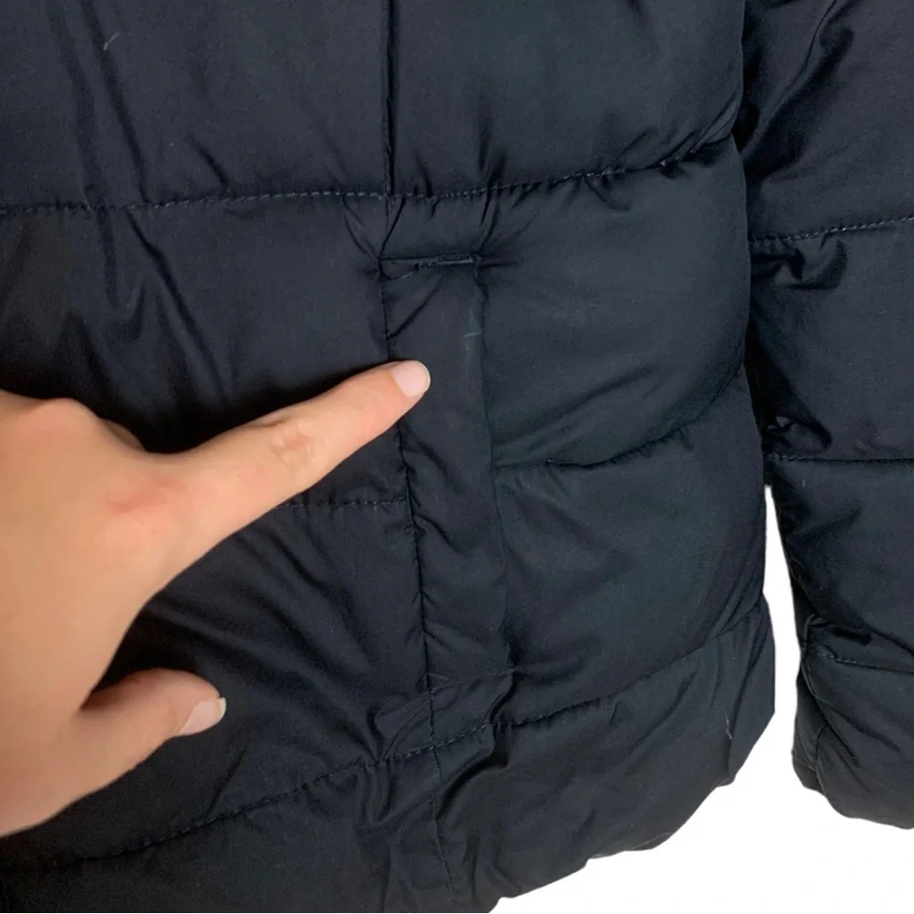 15. Hollister Black Winter Puffer Jacket Size Large Hooded - Picture 12 of 16